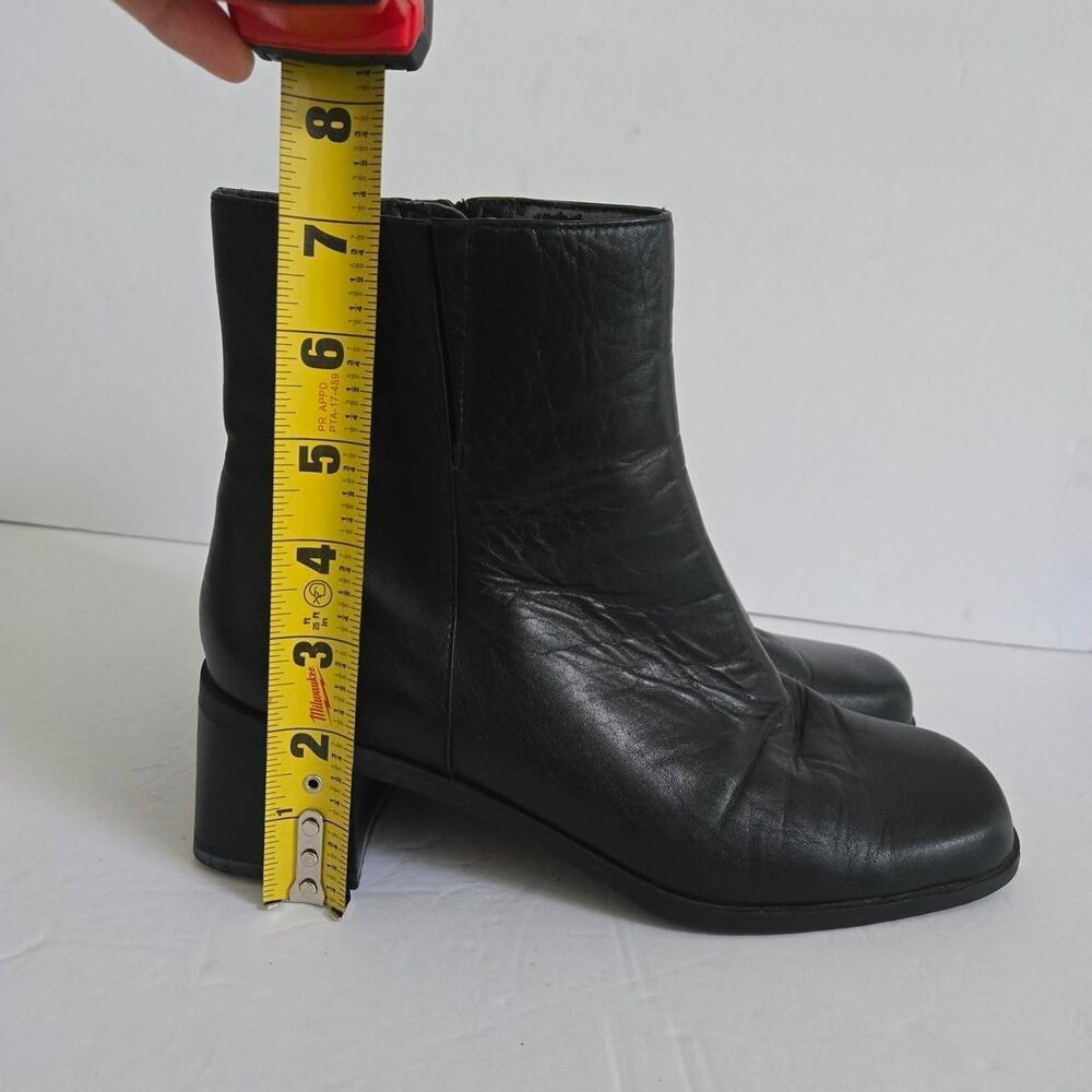 Vintage Y2K Black leather ankle boots size 6.5 - Picture 2 of 8